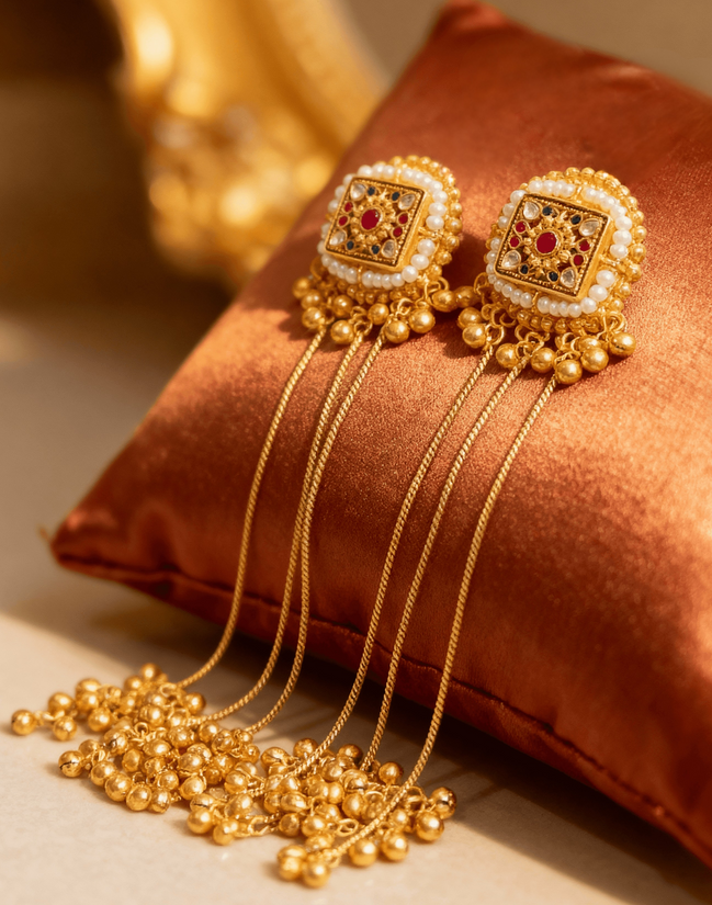 Zulekha Gulnaaz Meenakari Heritage Brass Ghungroo Earrings