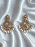 Zulekha Royal Aura White Pearl Polki Chandbali Earrings