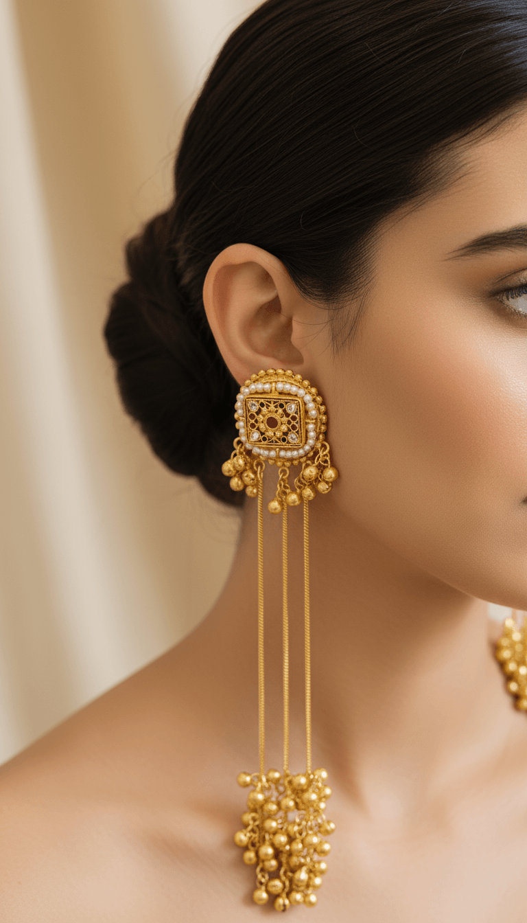 Zulekha Gulnaaz Meenakari Heritage Brass Ghungroo Earrings