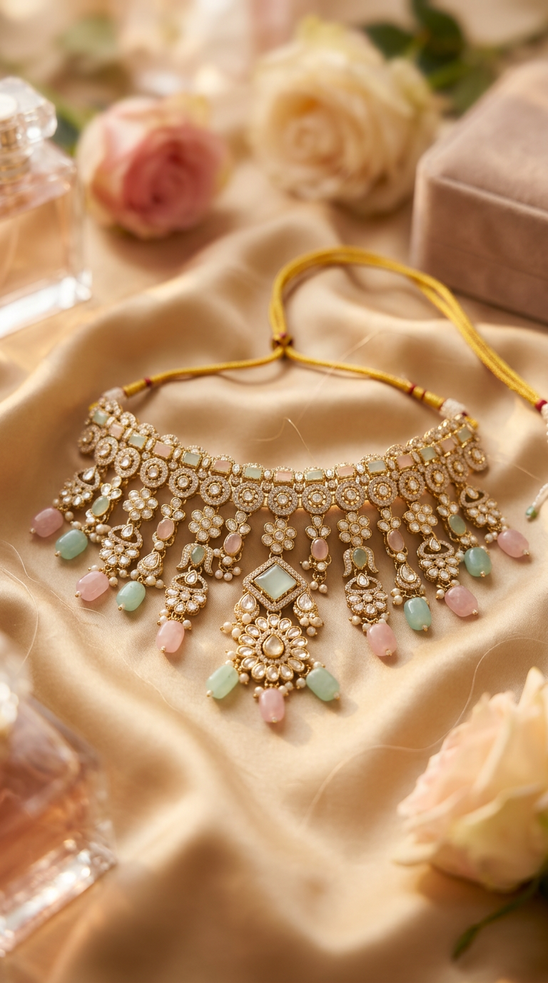 Zulekha Lumi Drop Necklace Set – luxe bridal necklace and earring set