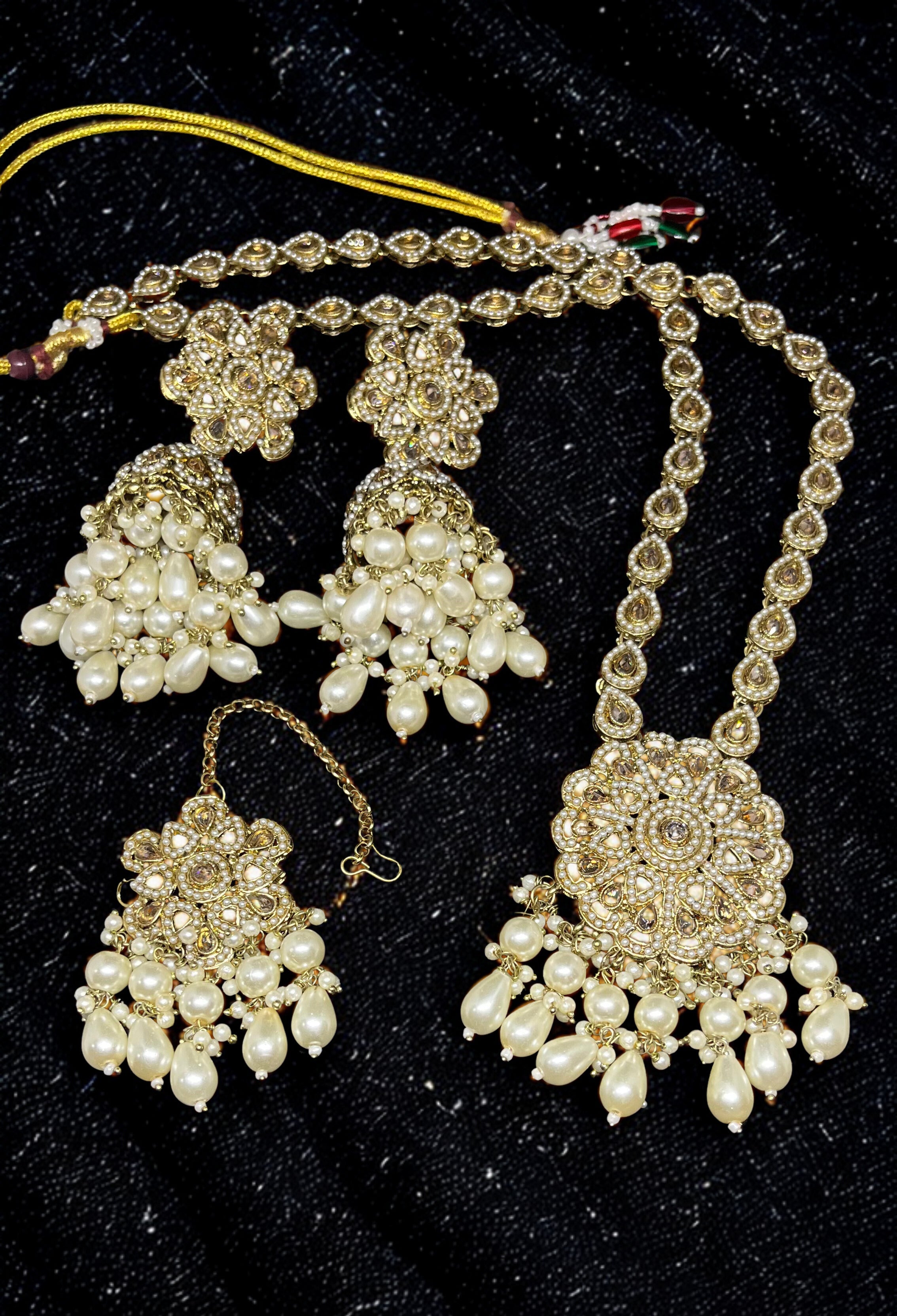 Zulekha Rajkumari Pearl Kundan Necklace Set