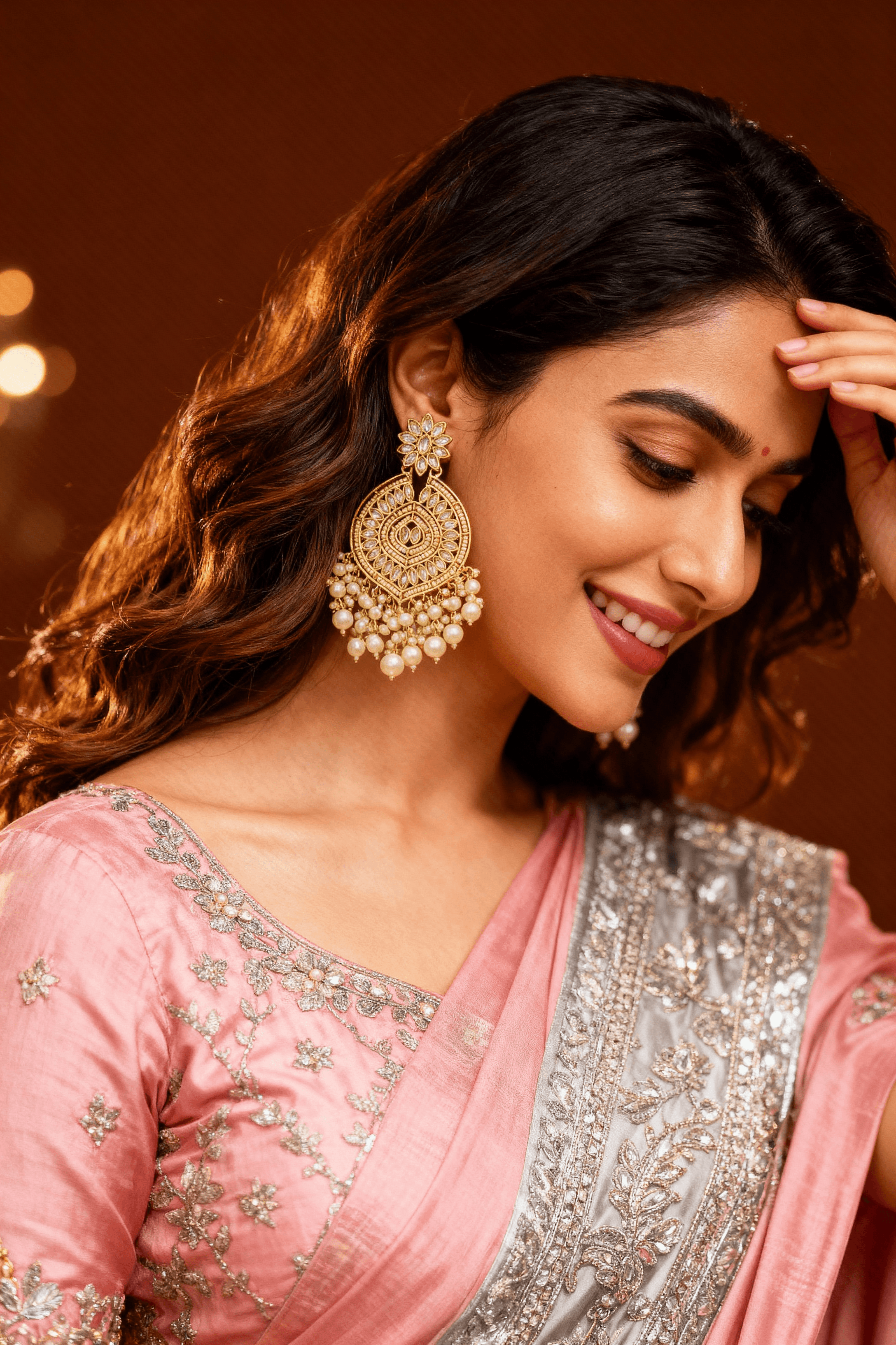 Zulekha Kundan Pearl Chaandbali