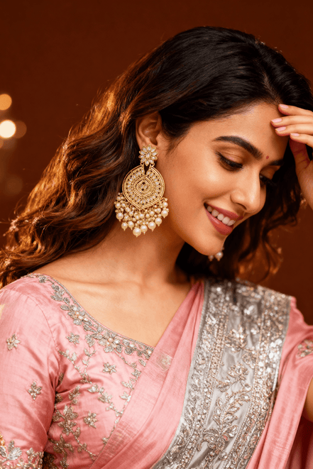 Zulekha Kundan Pearl Chaandbali