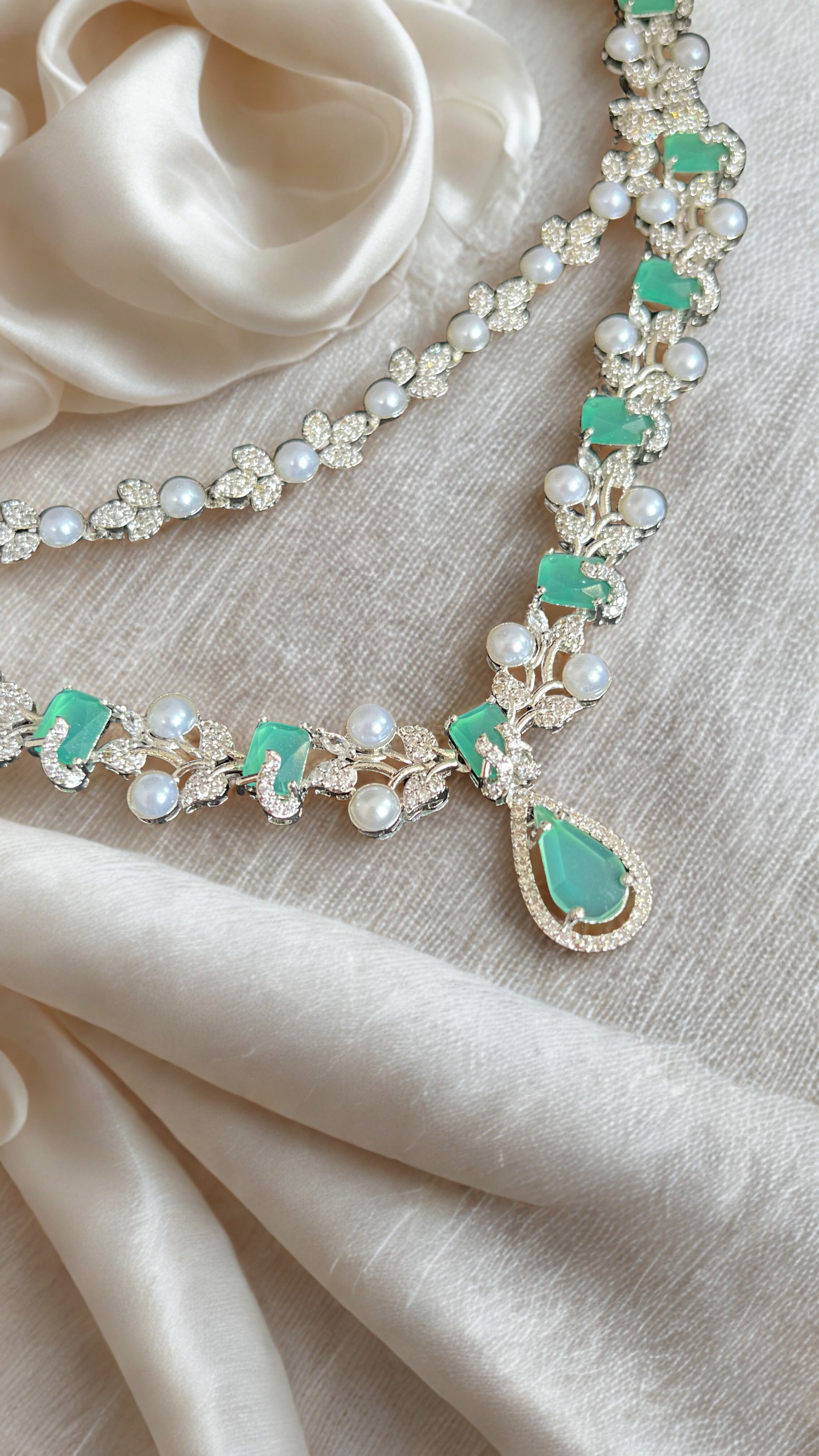 Zulekha Mint Serenity Pearl Necklace Set