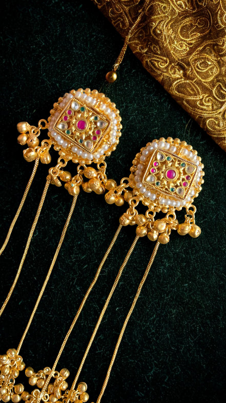 Zulekha Gulnaaz Meenakari Heritage Brass Ghungroo Earrings