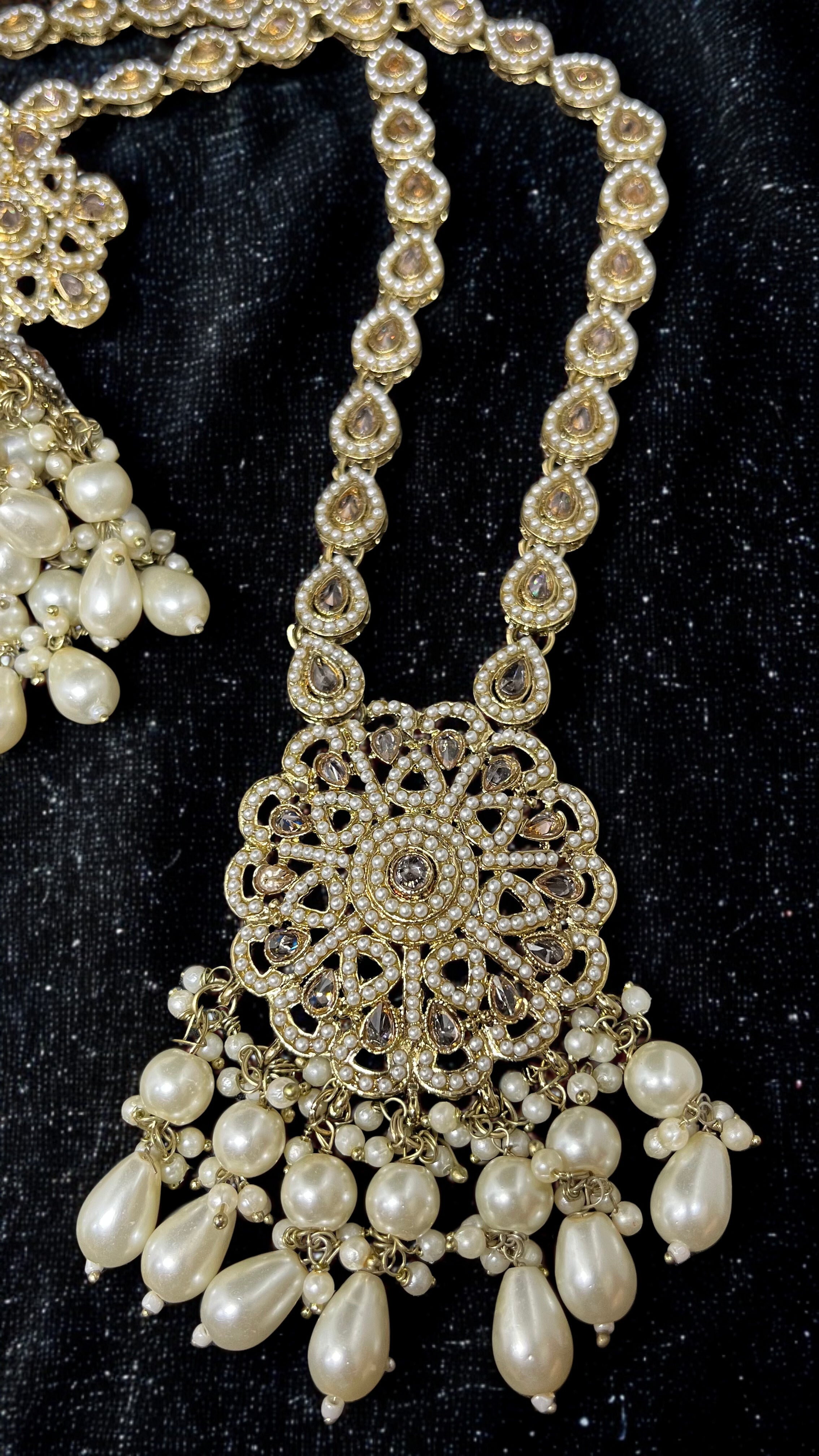 Zulekha Rajkumari Pearl Kundan Necklace Set