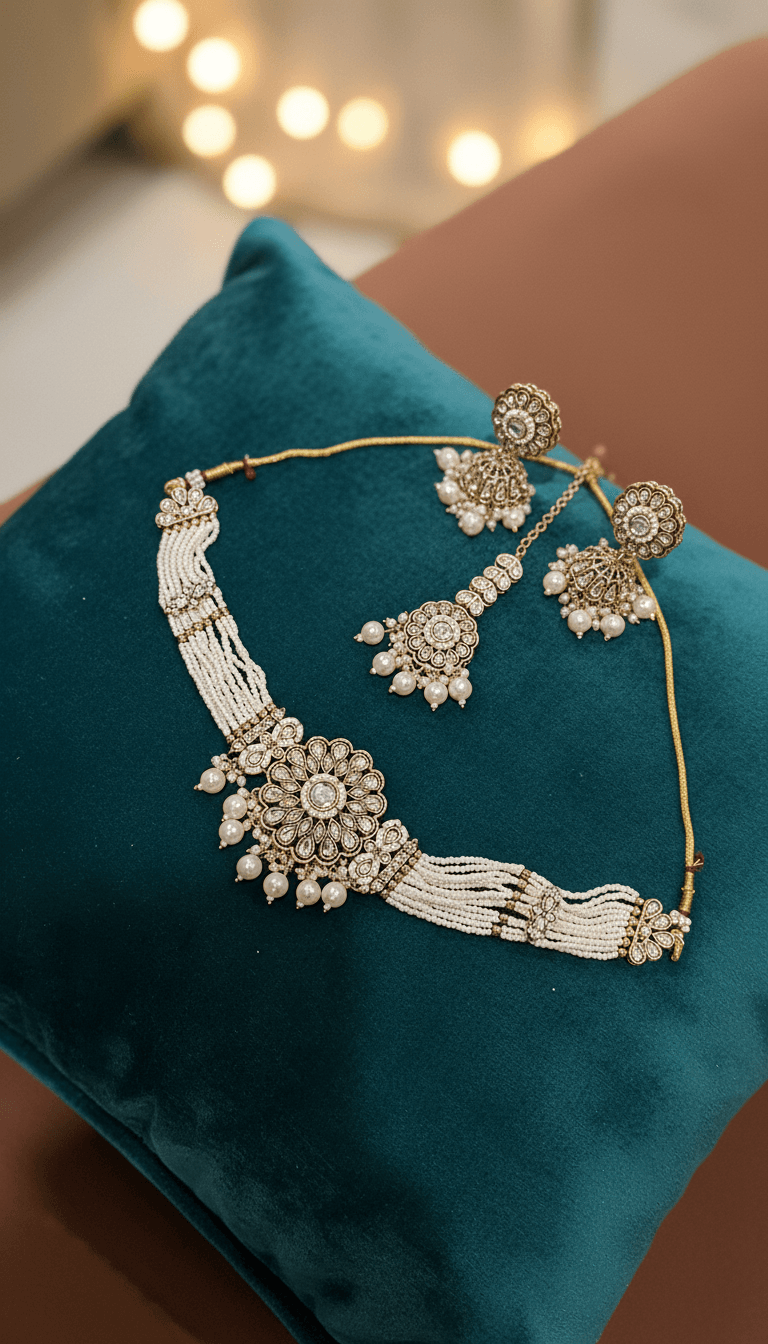 Zulekha Rajwada Pearl Kundan Set