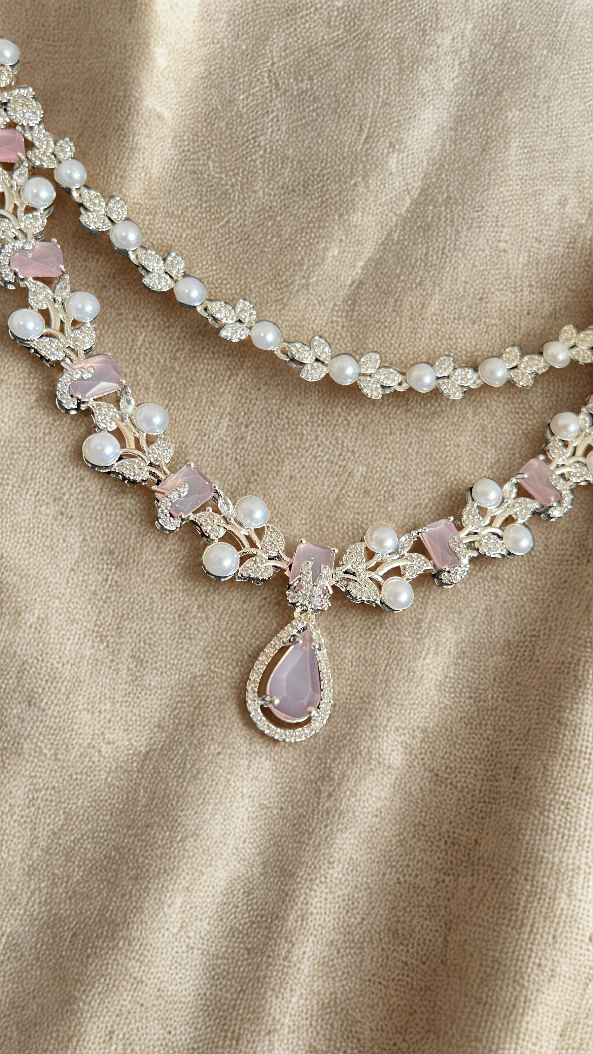 Zulekha Blush Elegance Pearl Necklace Set