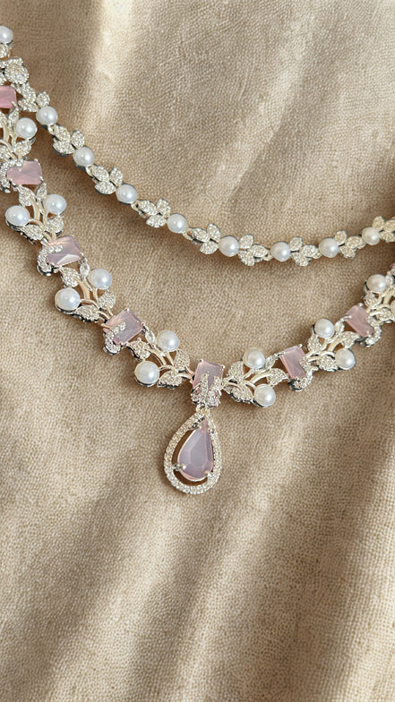 Zulekha Blush Elegance Pearl Necklace Set