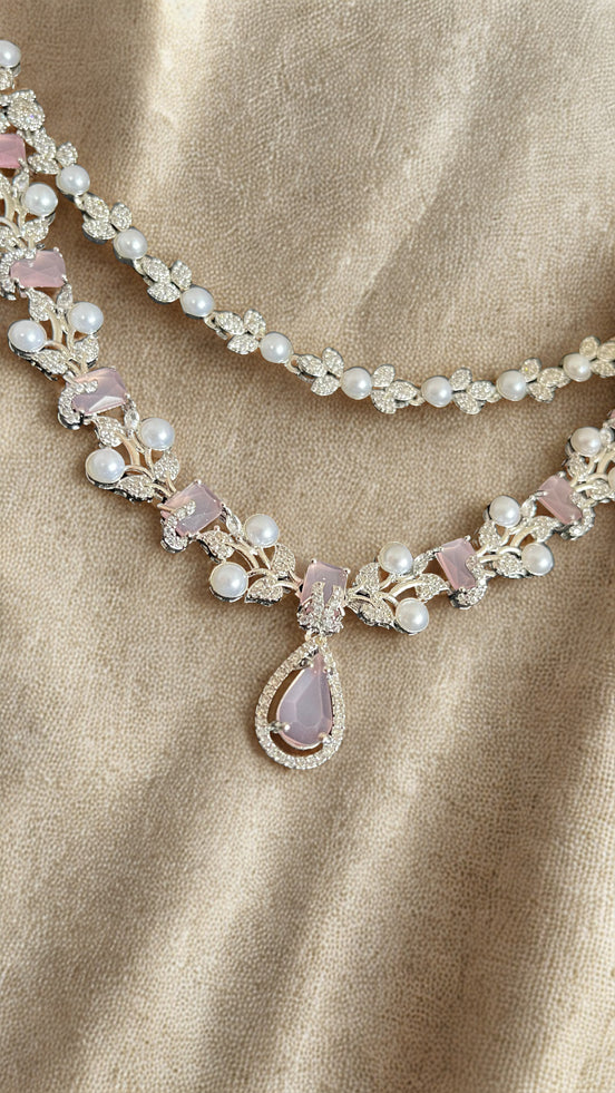 Zulekha Blush Elegance Pearl Necklace Set