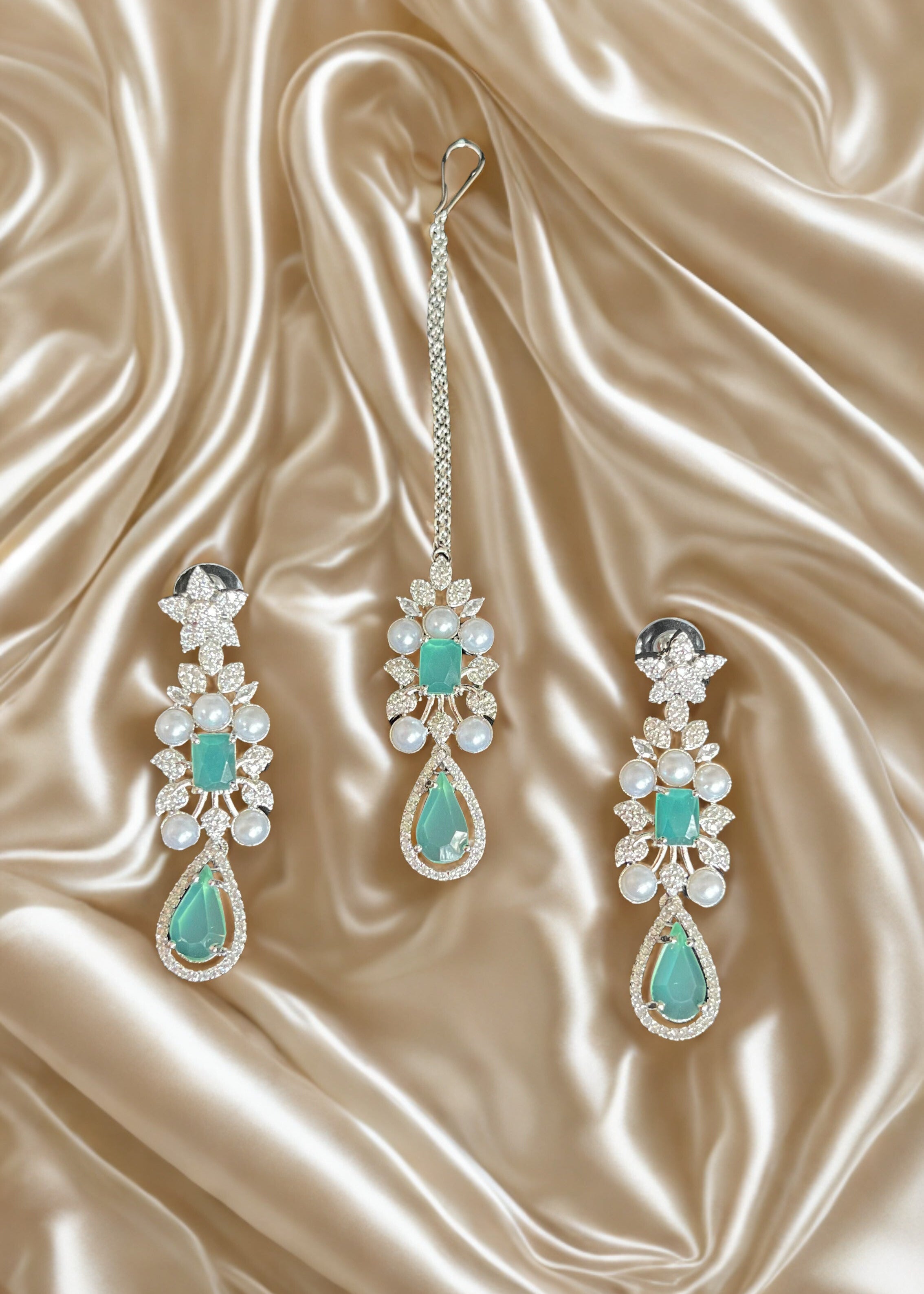 Zulekha Mint Serenity Pearl Necklace Set