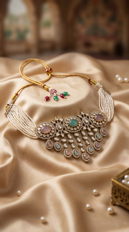 Zulekha Rajsi Pearl Haar Set – pearl and kundan long necklace bridal set