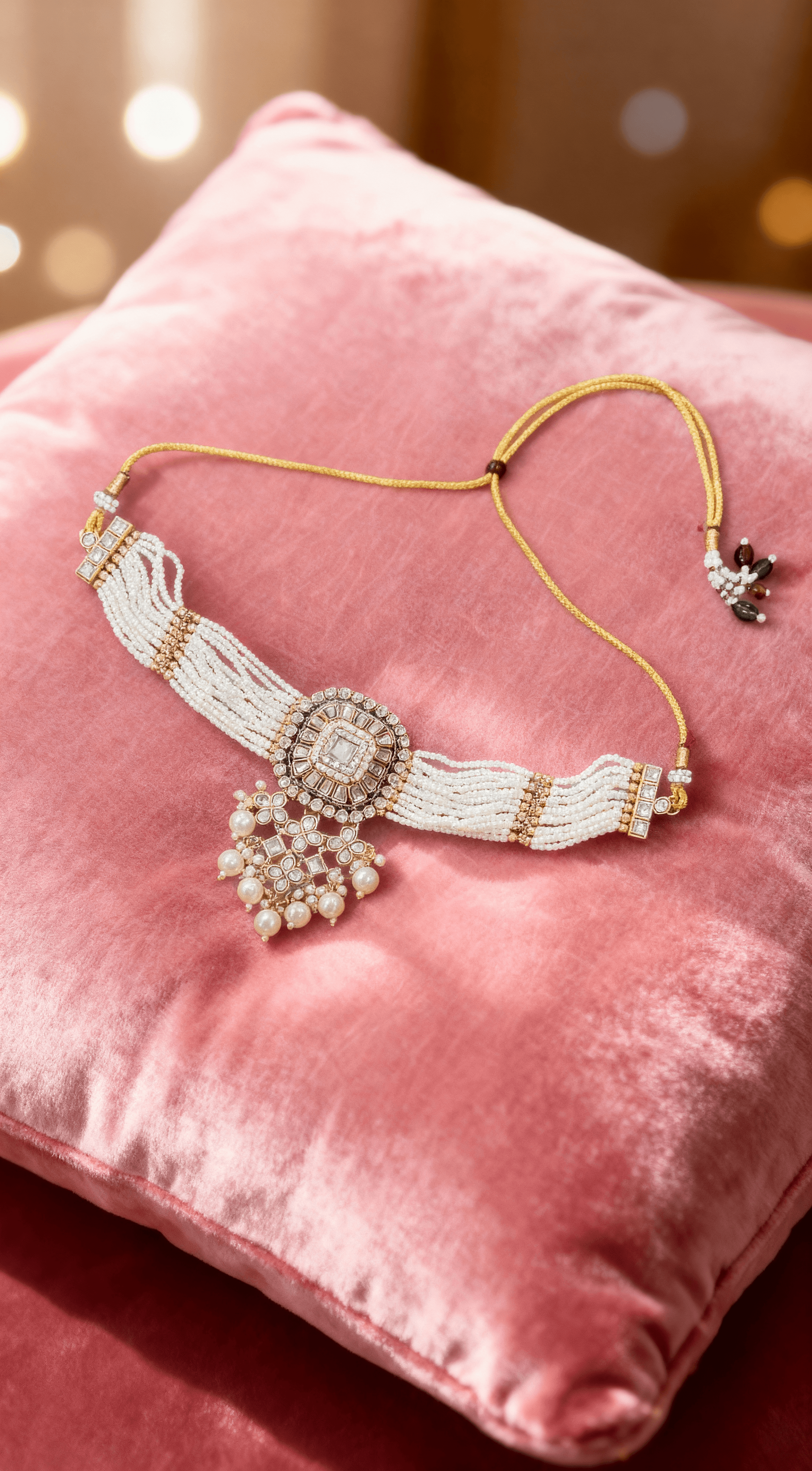 Zulekha Rajwada Shahi Pearl Kundan Choker Set