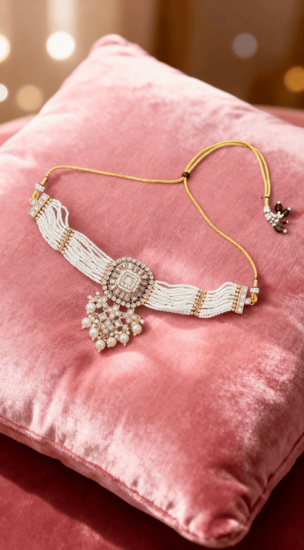 Zulekha Rajwada Shahi Pearl Kundan Choker Set