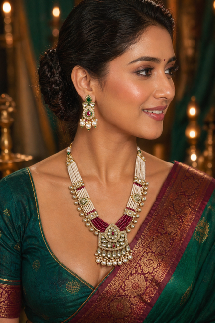 Zulekha Rajsi Ratnamala Set – kundan long necklace bridal set