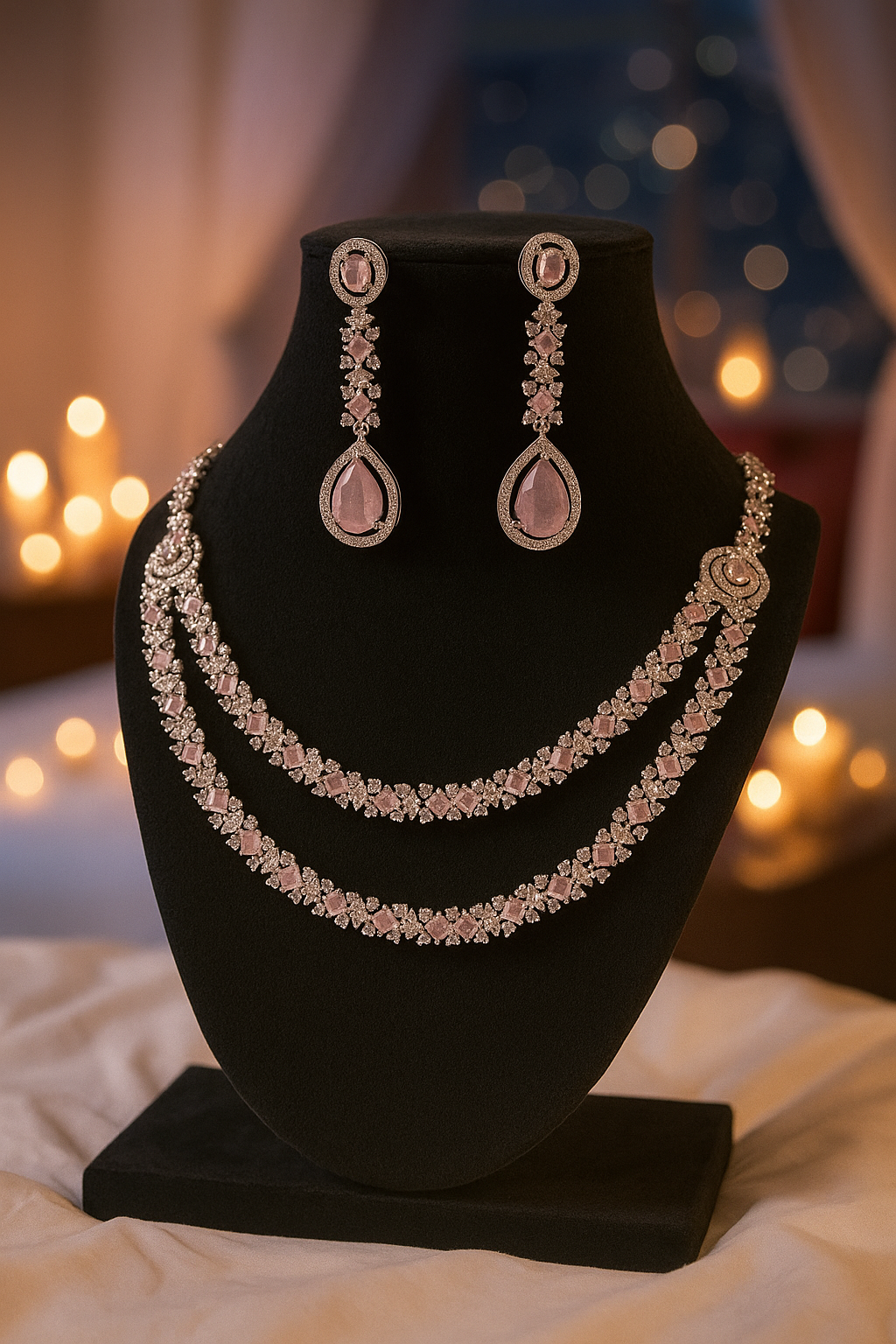 Zulekha Elysian Blush AD Necklace Set