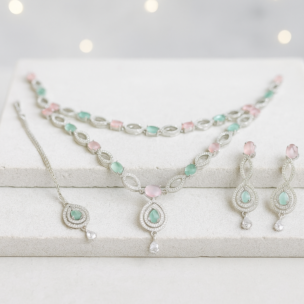 Zulekha Elegant Pastel Gemstone Jewelry Set