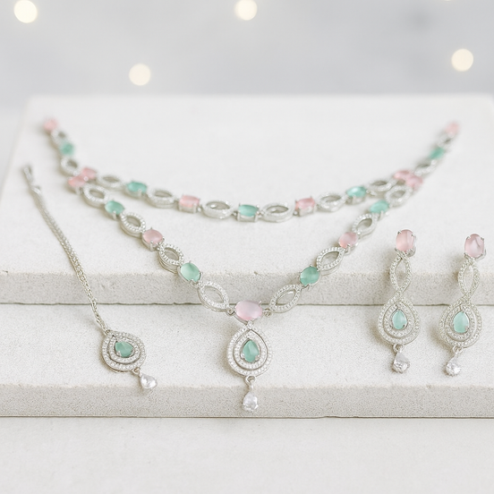 Zulekha Elegant Pastel Gemstone Jewelry Set