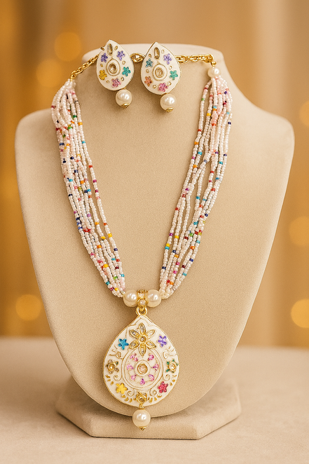 Zulekha Meenakari Blossom Beaded Set