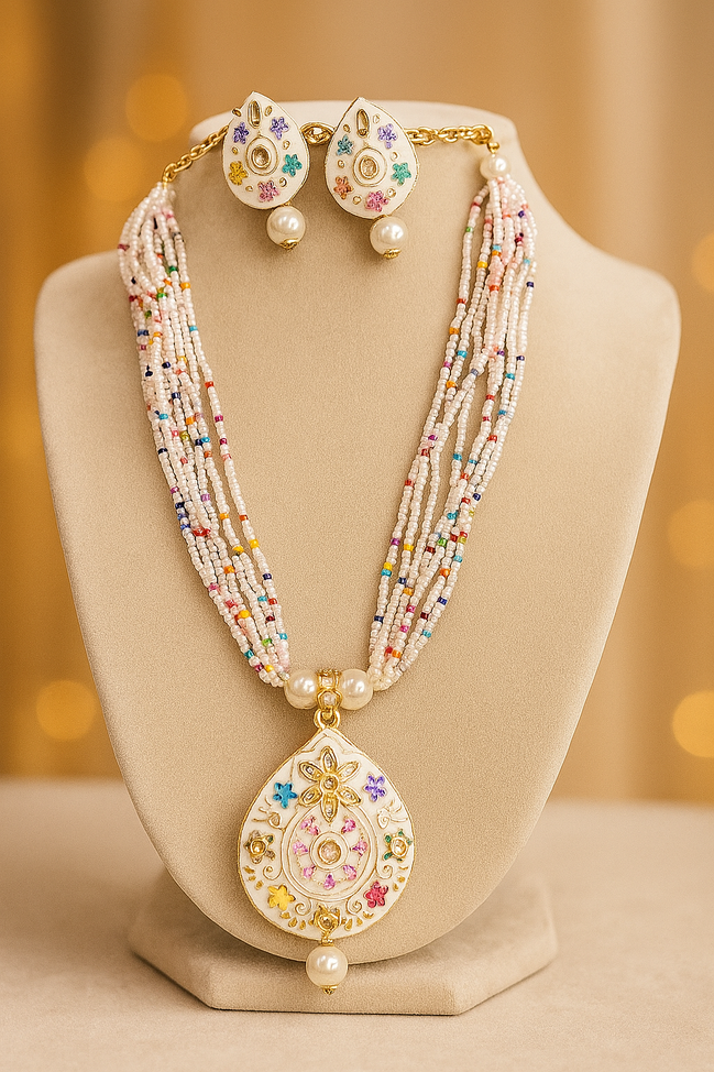 Zulekha Meenakari Blossom Beaded Set