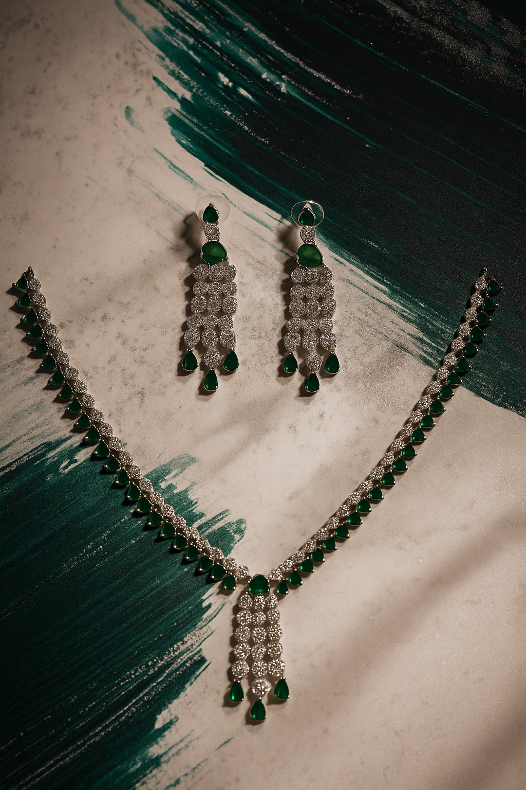 Zulekha Emerald Elegance Diamond Necklace Set
