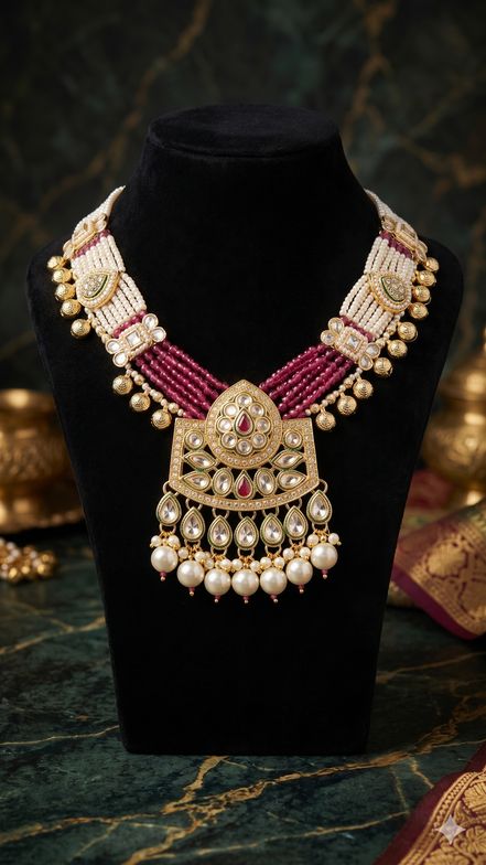 Zulekha Rajsi Ratnamala Set – kundan long necklace bridal set