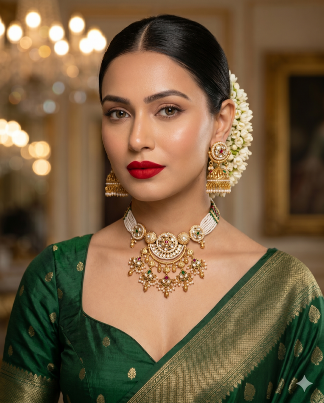 Zulekha Rajsi Vaibhav Polki Pearl Set – polki and pearl bridal necklace set