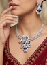 Zulekha Amethyst Petal Diamond Set – purple American Diamond necklace and earring set