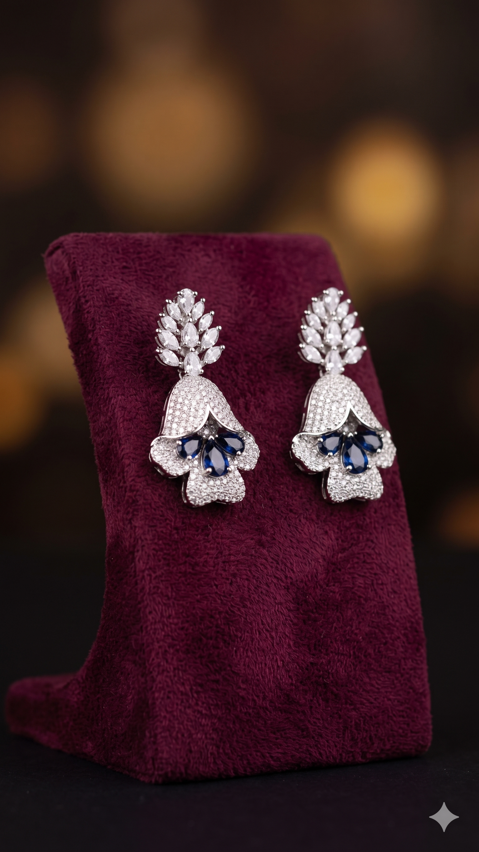 Zulekha Amethyst Petal Diamond Set – purple American Diamond necklace and earring set