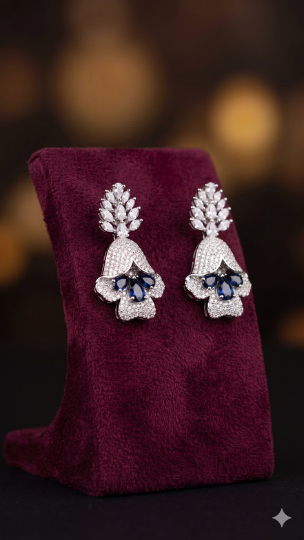Zulekha Amethyst Petal Diamond Set – purple American Diamond necklace and earring set