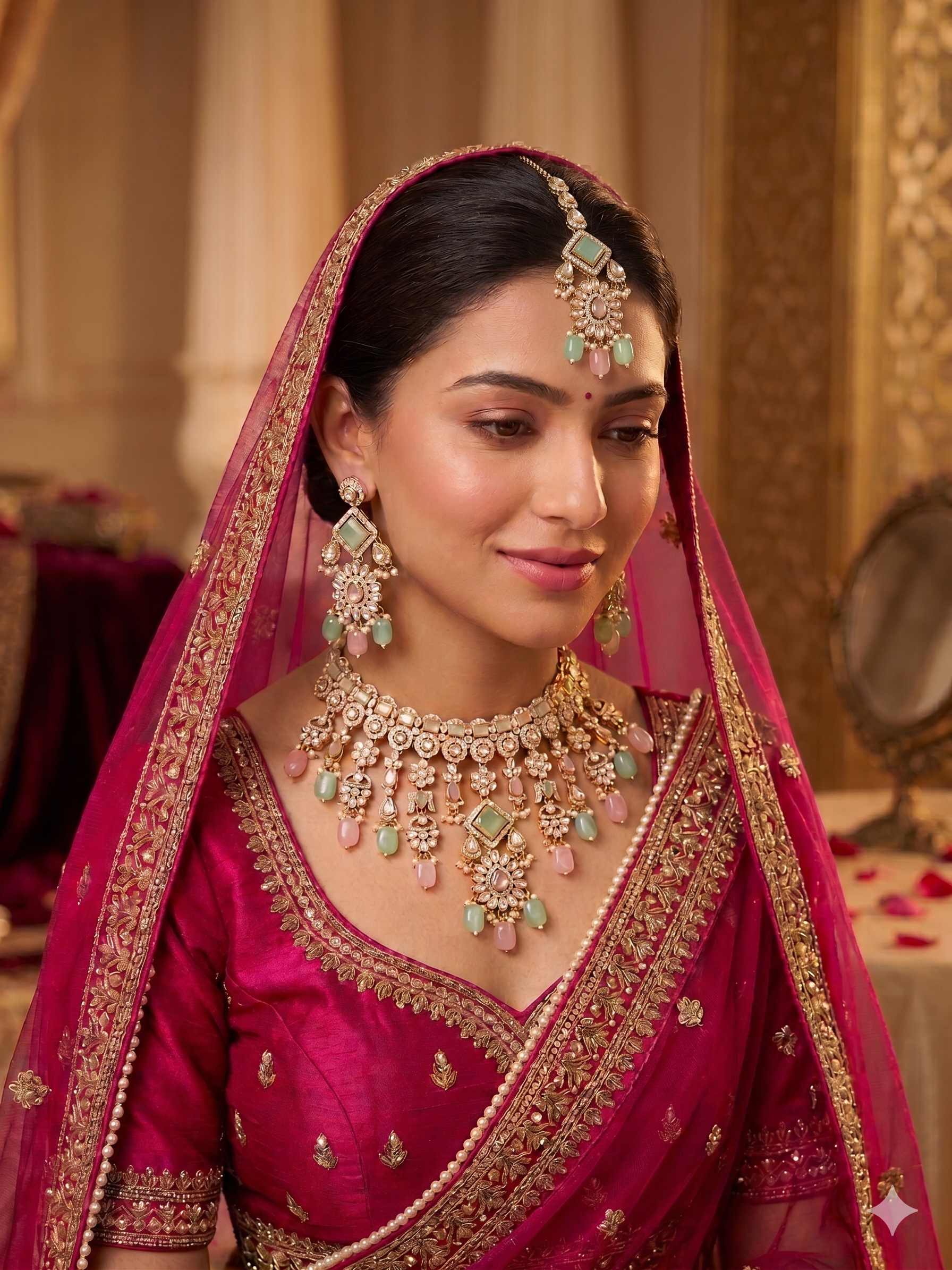 Zulekha Lumi Drop Necklace Set – luxe bridal necklace and earring set