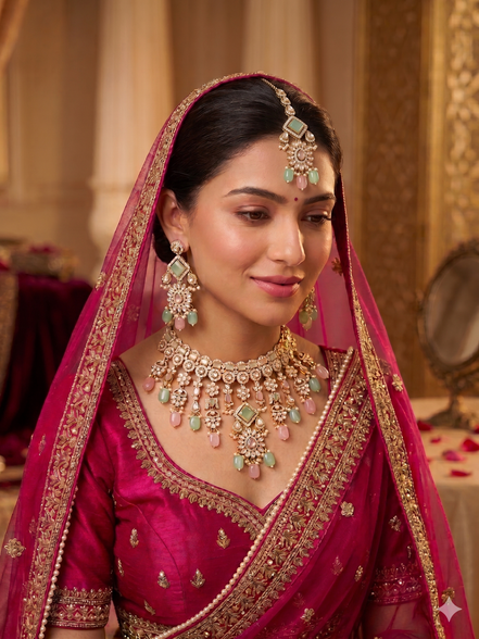 Zulekha Lumi Drop Necklace Set – luxe bridal necklace and earring set