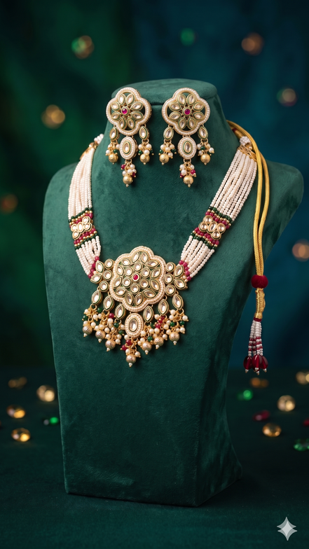 Zulekha Rajsi Varnika Set – kundan and polki bridal necklace set