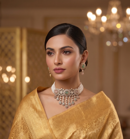 Zulekha Rajsi Pearl Haar Set – pearl and kundan long necklace bridal set