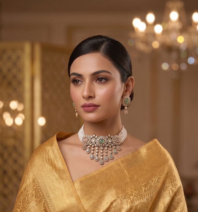 Zulekha Rajsi Pearl Haar Set – pearl and kundan long necklace bridal set