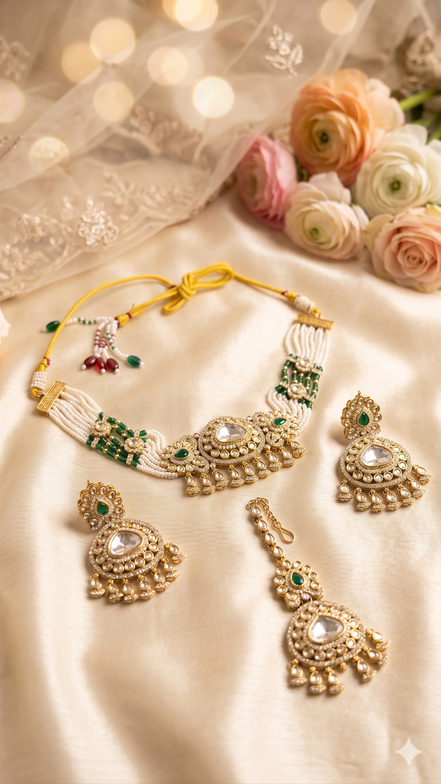 Zulekha Prabha Ratnavali Bridal Set – kundan bridal necklace set