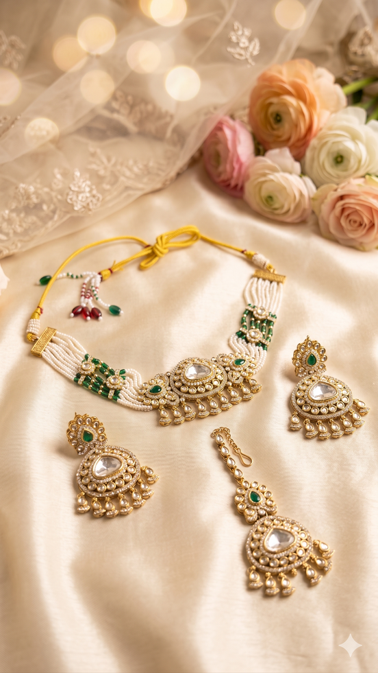 Zulekha Prabha Ratnavali Bridal Set – kundan bridal necklace set