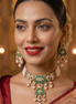 Zulekha Rajsi Vaibhav Panna Kundan Set – emerald green kundan bridal necklace set