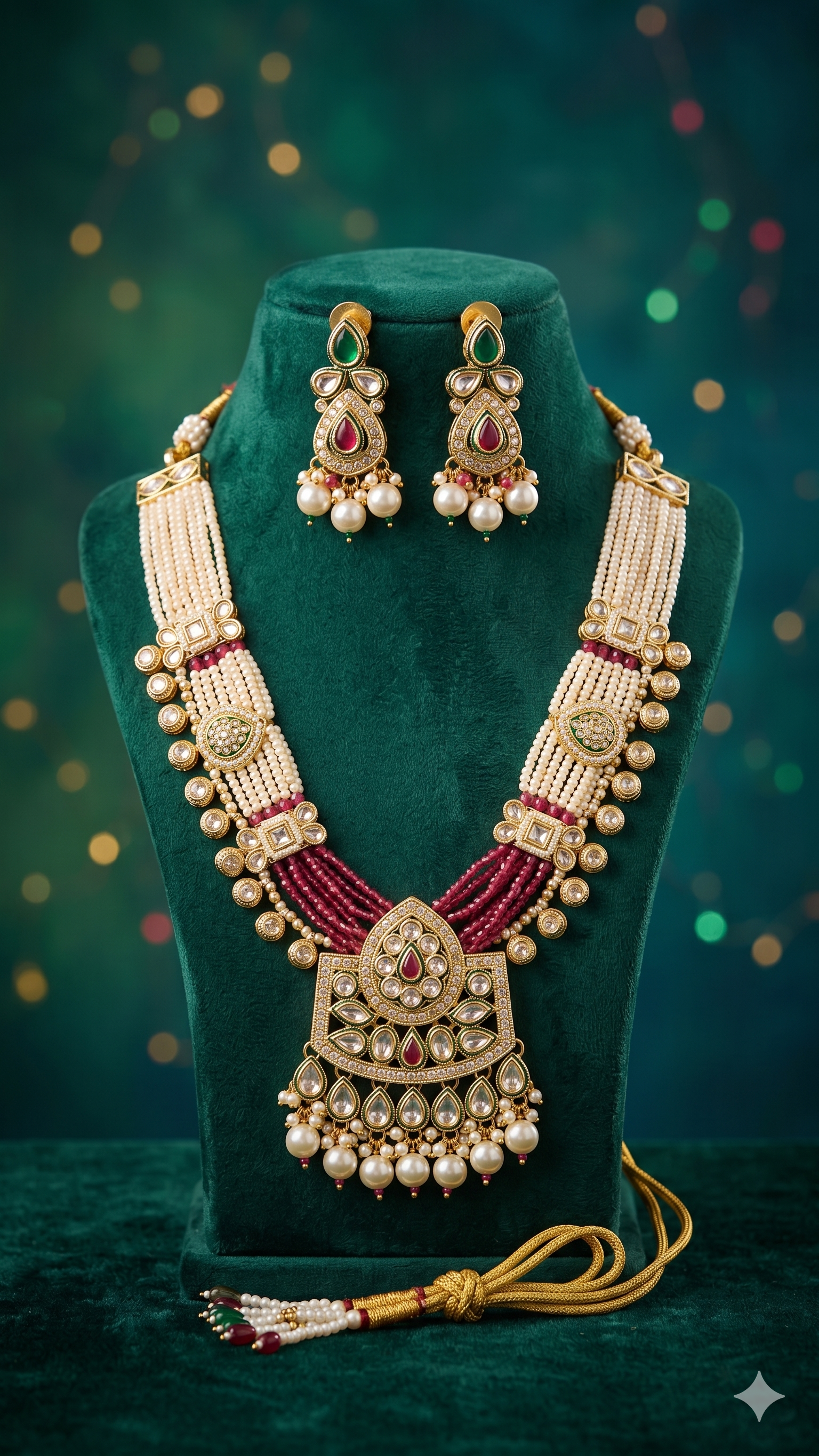 Zulekha Rajsi Ratnamala Set – kundan long necklace bridal set