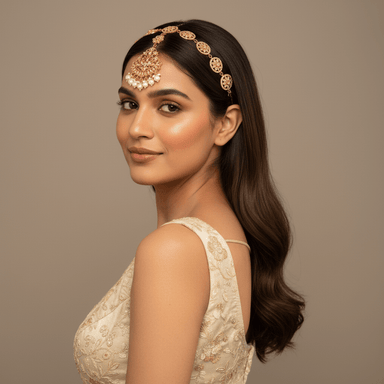 Zulekha-Abroo-Sheeshphool-Set-Maangtika-Set-Sheeshphool combo-Pearl-Kundan-American-Diamond