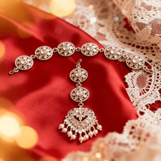 Zulekha-Pearl-Noor-Maangtika-Sheeshphool-Kundan-Combo