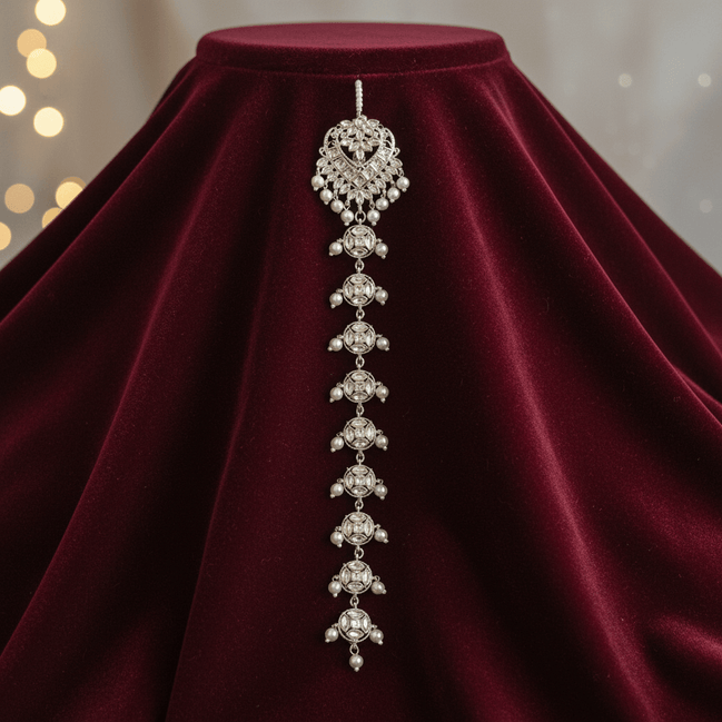 Zulekha-Royal-Pearl-Kundan-cubiczircona-braid-ornament-hair-jewellery-braid-jewellery