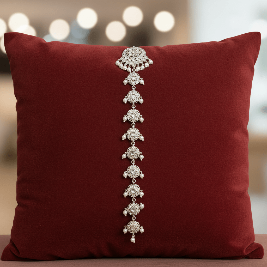 Zulekha-Shehnai-Silver-Kundan-Pearl-Braid-Ornament-Choti-Hairjewellery-Braidjewellery-Jewellery