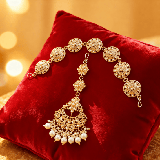 Zulekha-Zarin-Pearl-SheeshphoolSet-MaangtikaSet-Sheeshphoolcombo-Kundan-American-Diamond