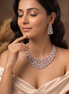 Zulekha Blush Fiora Diamond Set – blush pink American Diamond necklace and earring set