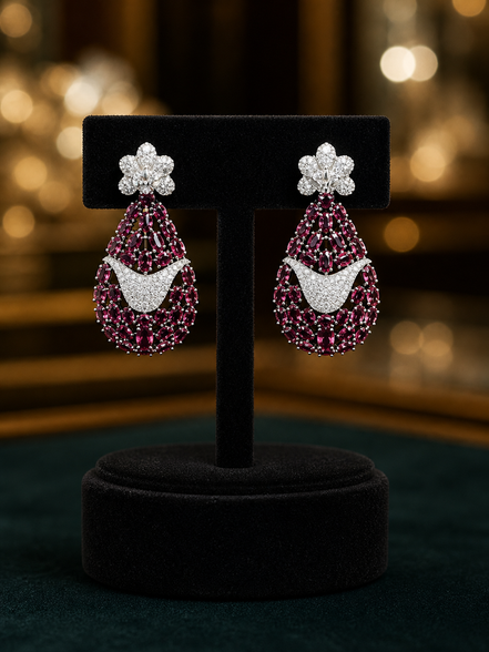 Zulekha Blush Regalia Diamond Set – blush pink American Diamond necklace and earring set