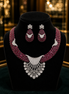 Zulekha Blush Regalia Diamond Set – blush pink American Diamond necklace and earring set