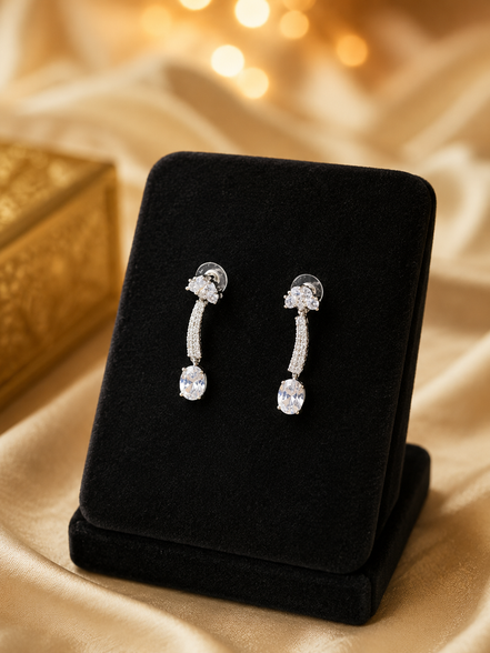 Zulekha Celeste Veil Diamond Set – American Diamond necklace and earring set