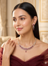 Zulekha Crimson Meridian Diamond Set – deep red American Diamond necklace and earring set