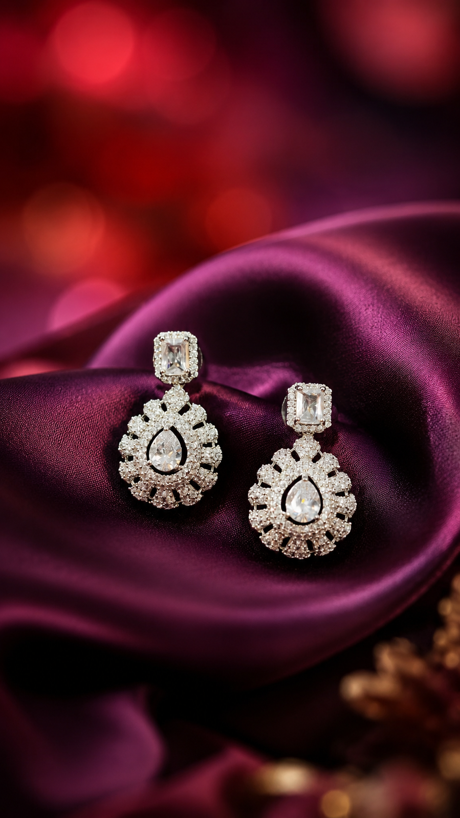 Zulekha Ivory Dewdrop Diamond Set – ivory white American Diamond necklace and earring set